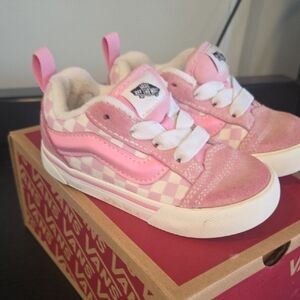 Vans Kids Pink and White Checkered Sneakers